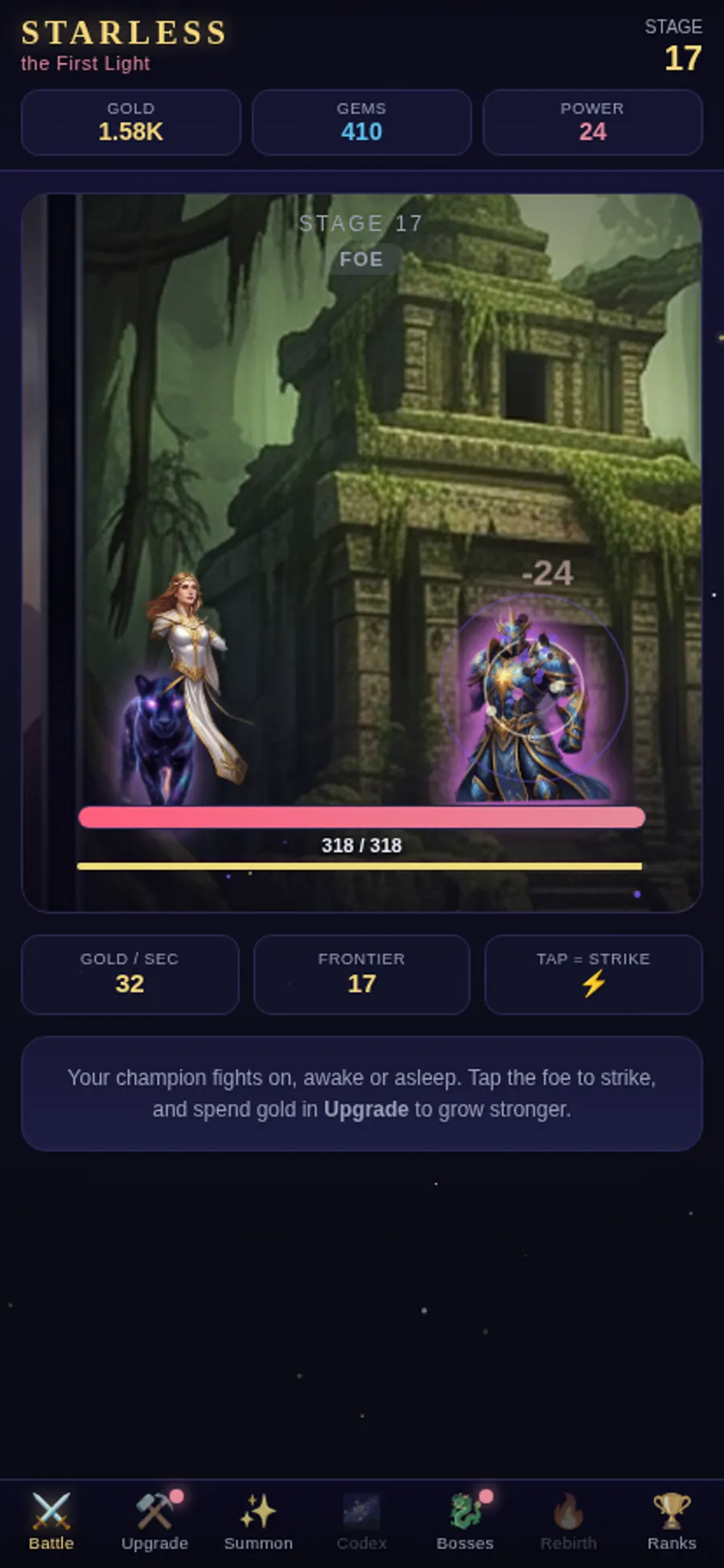 Live combat gameplay in STARLESS